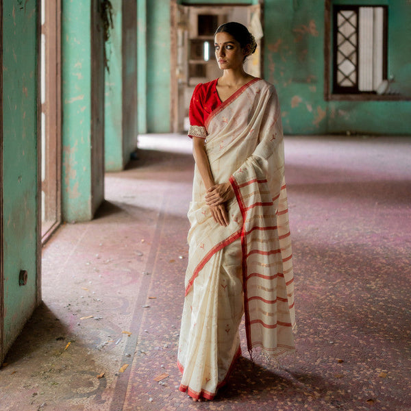 Silk Saree | Handwoven Saree | White