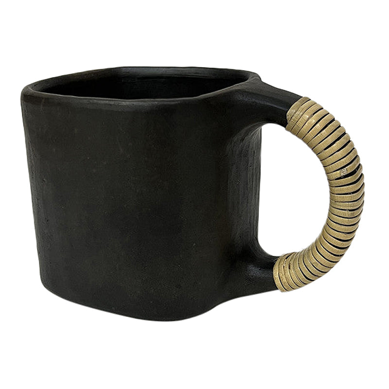 Black Stone Pottery Mug | Square Mug