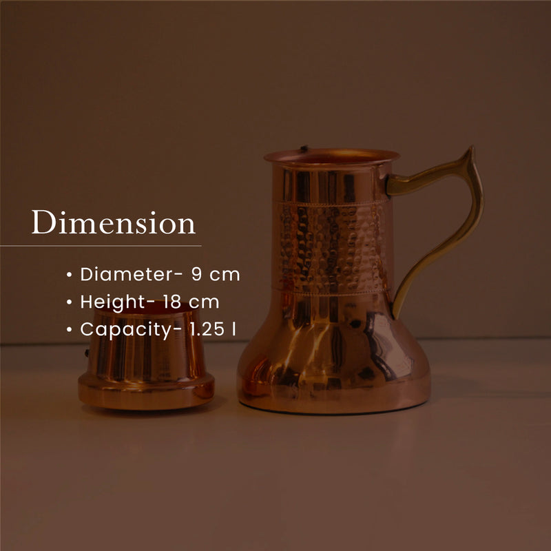 Copper Utensils | Copper Jug | Round Jug | 1.25 L