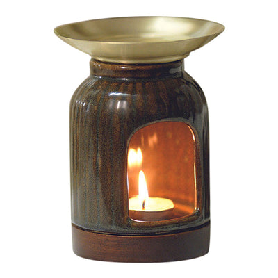 Ceramic Diffuser With Brass Tray | Green