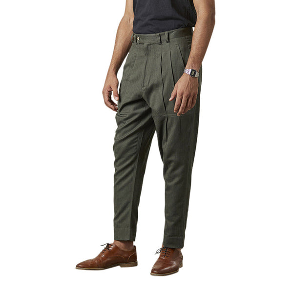 Cotton Linen Tapered Trouser | Dark Grey