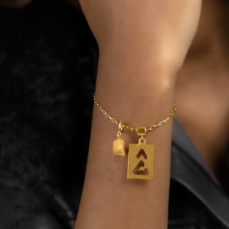 Brass Bracelet With Charms | Delta | 18K Gold Plated