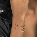 Brass Bracelet With Charms | Mush-Roomy| 18K Gold Plated