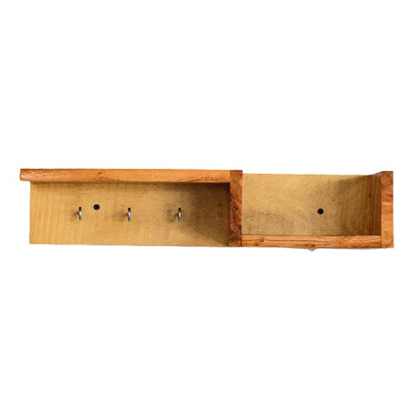 Wooden Wall Shelf | Key Holder | Brown