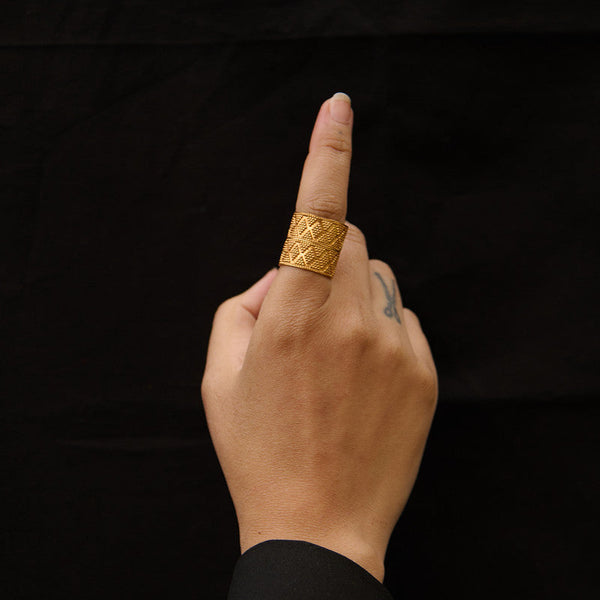 Brass Ring | Adjustable | Zareen | 22K Gold Plated