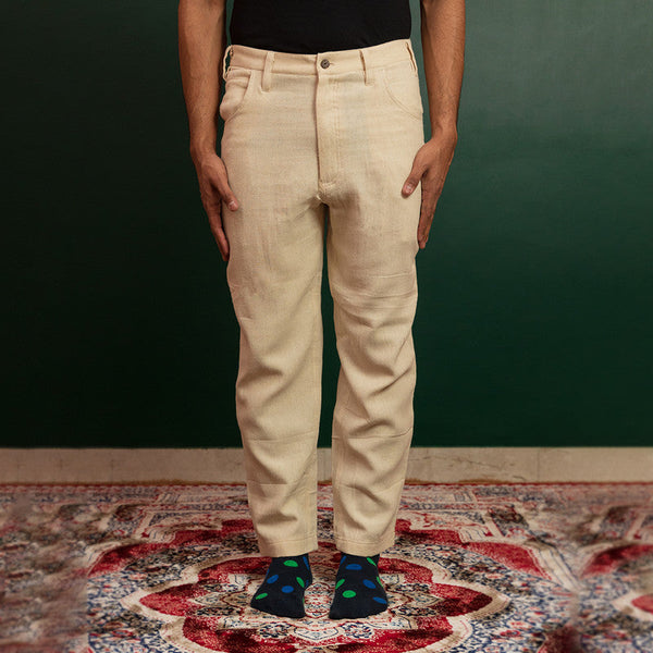 Trousers For Men | Kala Cotton Denim Trousers | Off White