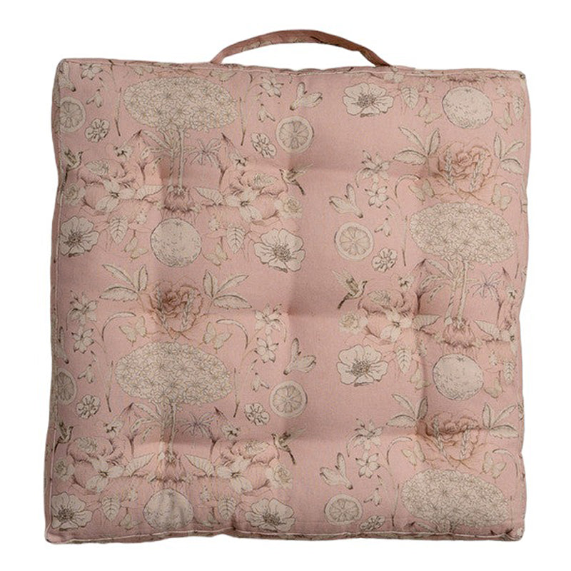 Cotton Canvas Floor Cushion | Printed | Pink