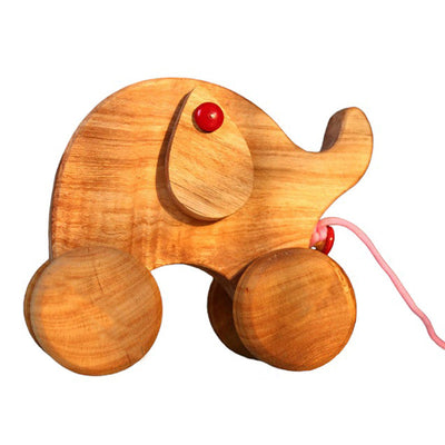 Elephant Toy for Kids | Wooden Pull and Push Toy | Beige