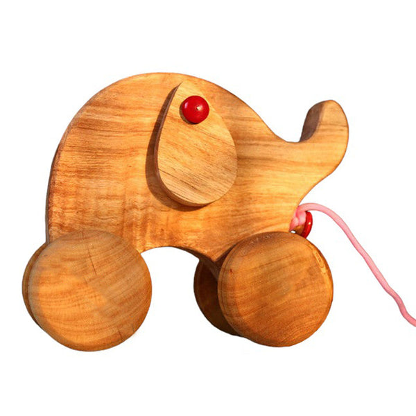 Elephant Toy for Kids | Wooden Pull and Push Toy | Beige