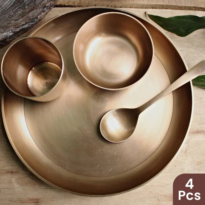 Kansa Dinner Set | Kansa Thali Set | Mini | Antique Bronze Finish | Set of 4