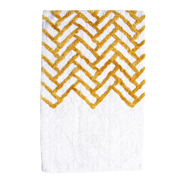 Cotton Doormat | Textured | White & Yellow