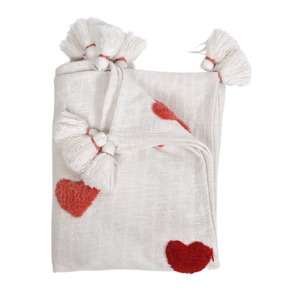 Cotton Sofa Throw | Red Heart Fur | White