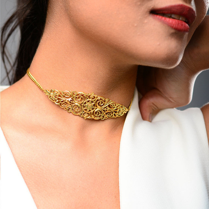 Brass Choker Necklace | Sarah | 18k Gold Plated