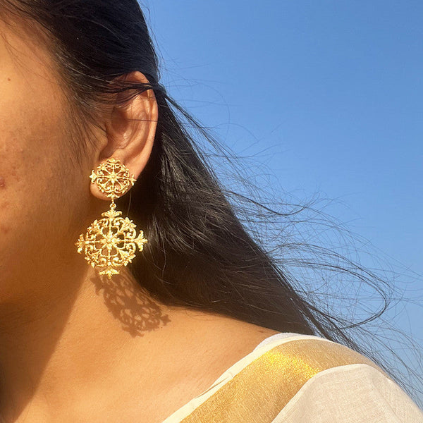Brass Dangler Earrings | Bageecha | 18k Gold Plated