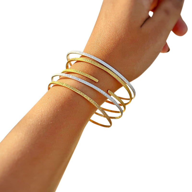 Brass Bangle Set | Dual Tone | Gold & Silver Plated | Set of 5