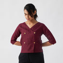 Linen Wrap Top for Women | Port Red