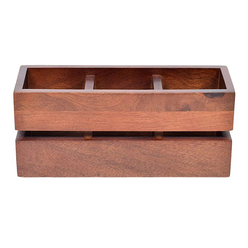 Wooden Cutlery Holder | 3 Compartments | Brown | 23 cm