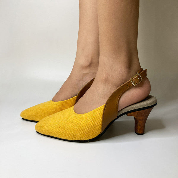 Women Heels | Cactus Leather | Backstrap | Yellow