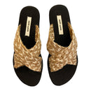 Flats For Women | Jute Sliders | Cross Strap | Beige & Black