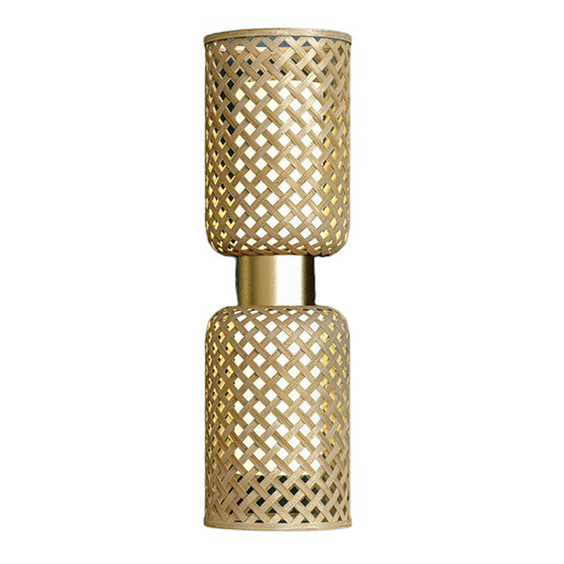 Decorative Wall Lamp | Bamboo & Stainless Steel | Brass Finish | 22 inches