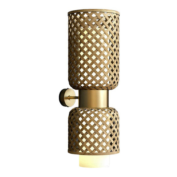 Decorative Wall Lamp | Bamboo & Stainless Steel | Matte Finish | 22 inches