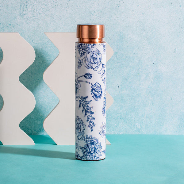 Copper Bottle | White & Blue | 650 ml