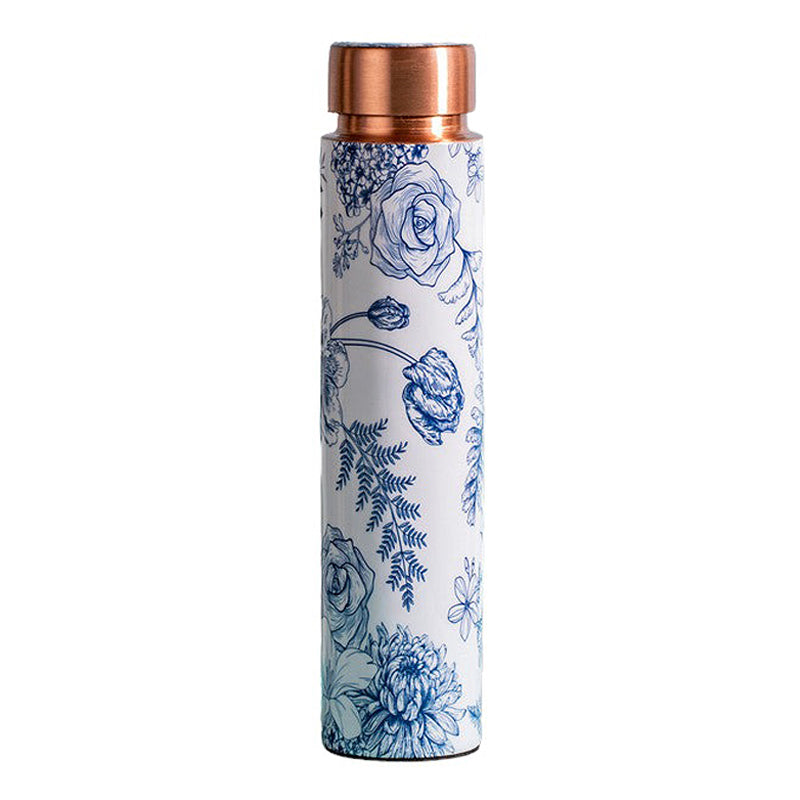 Copper Bottle | White & Blue | 650 ml