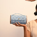 Clutches for Women | Round Clutch Bag | Re-Claimed Wood | Single Sleeve | Sky Blue