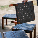 Recycled Stool | Charpai Stool | Black & Beige | 38 cm