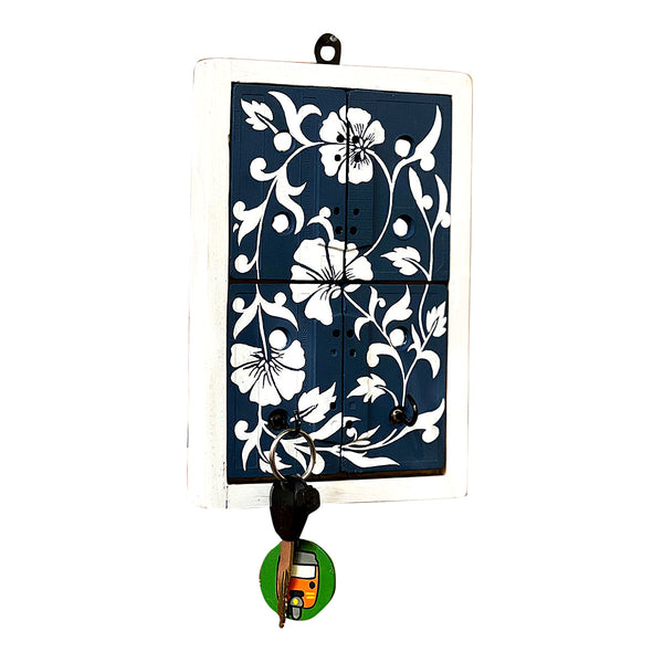 Wooden Key Holder | The Blue Pottery | Blue | 23 cm