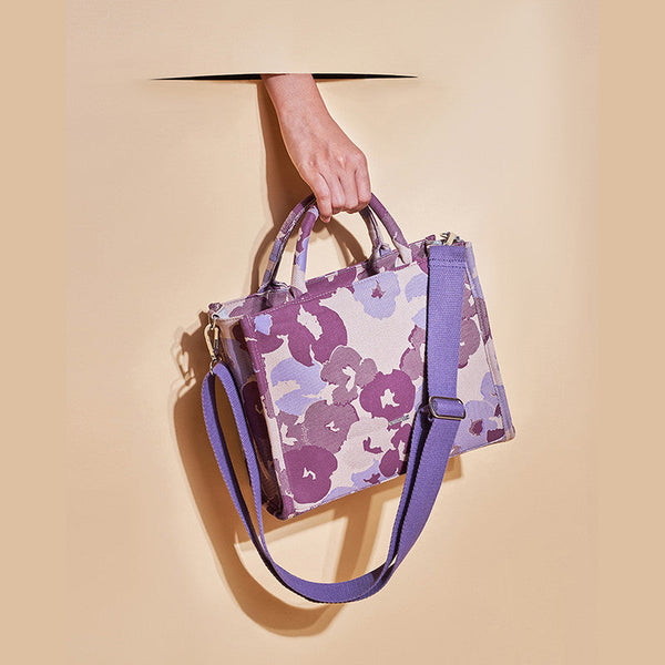 Handbag for Women | Water-Repellent | Printed | Beige & Purple
