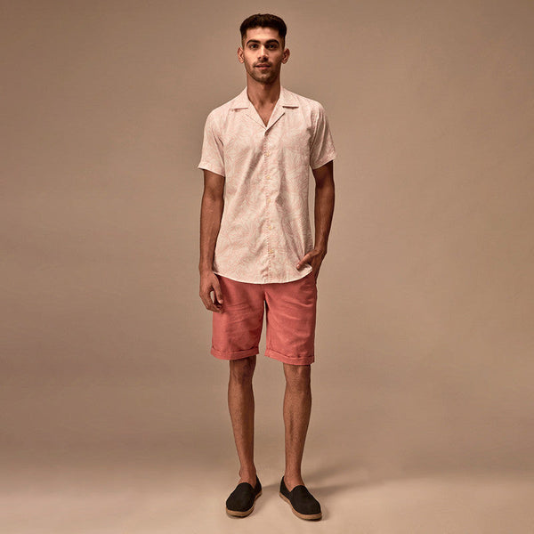 Cotton Linen Shorts | Salmon Pink