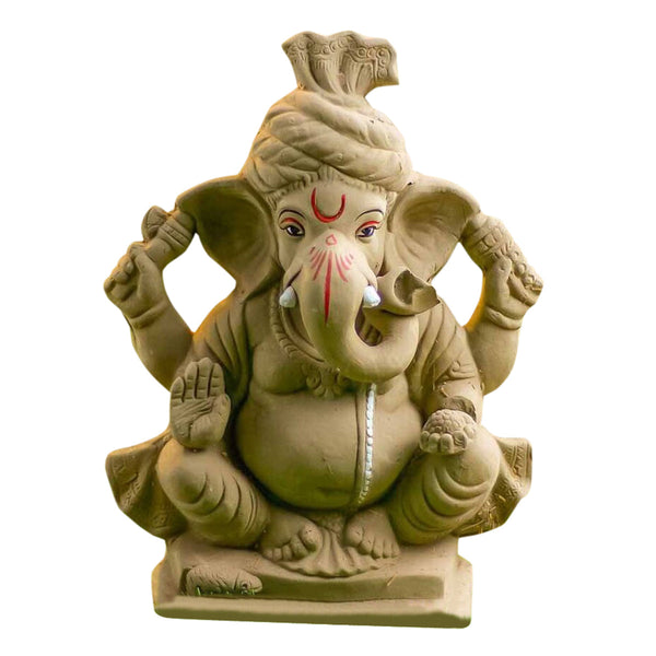 Lord Ganesh Idol | Eco Friendly Ganpati Idol | Clay | Brown | 12 inches