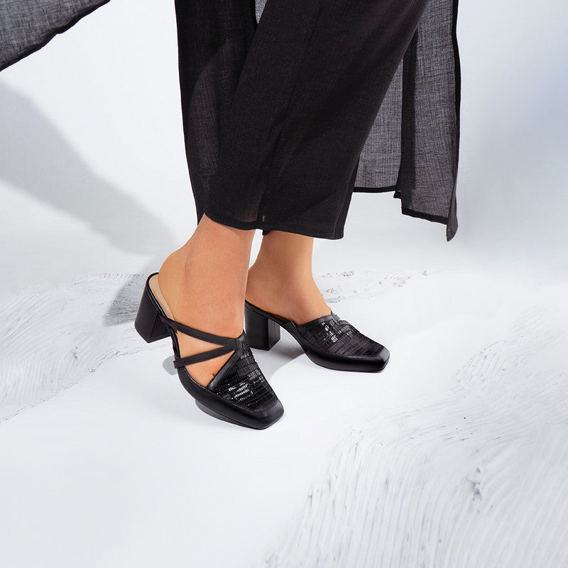 Block Heel Sandals | Ethically Sourced Leather | Black