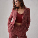 Cotton Blazer | Checkered | Red