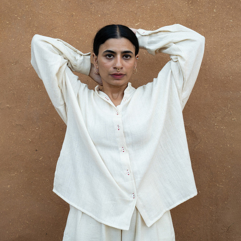 Women Oversized Shirt | Handwoven Cotton | Kora