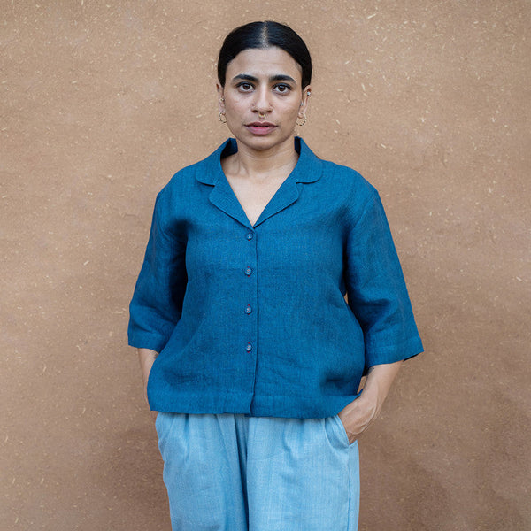 Women Linen Shirt | Deep Indigo