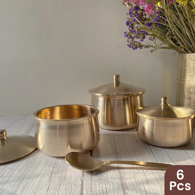 Festive Gifts | Bronze Serving Bowls with Ladle | Set of 6