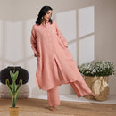 Linen Kurta Set | Long Tunic & Pant | Peach