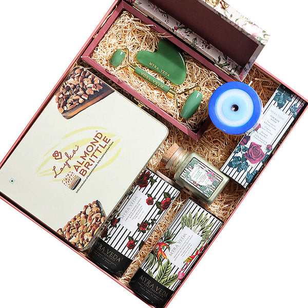 Gift for Her | Women Self Care Kit | Chocolate Hamper | Candle | Set of 8