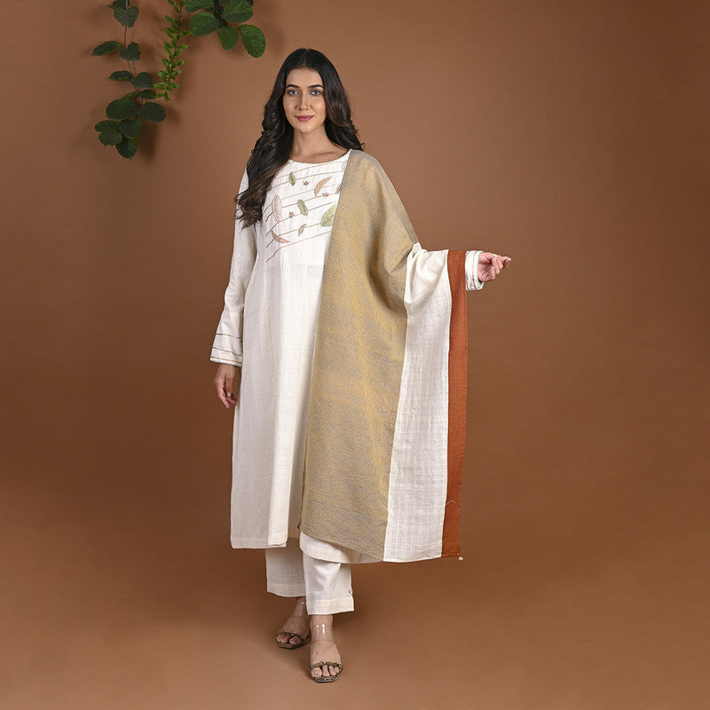 Organic Cotton Kurta | Handwoven | Side Pleated | White