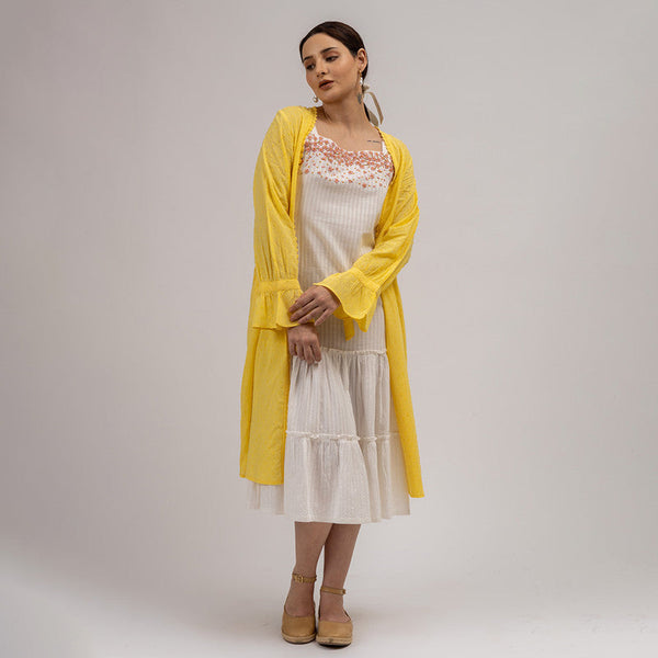 Women Cotton Dobby Overlay | Yellow