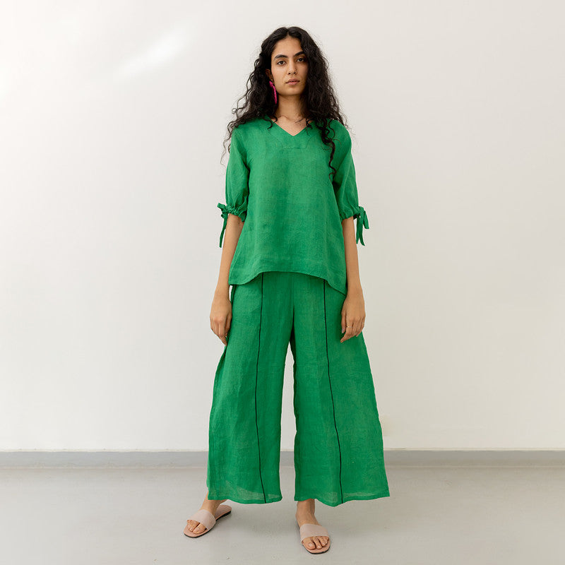 Women Linen Co Ord Set | Green