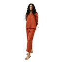 Women Linen Co Ord Set | Tie-Knot Sleeve | Orange