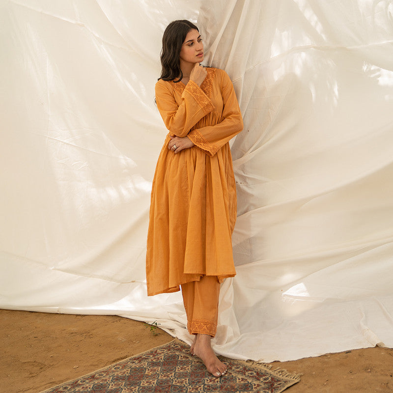 Mul Cotton Kurta Set for Women | Orange