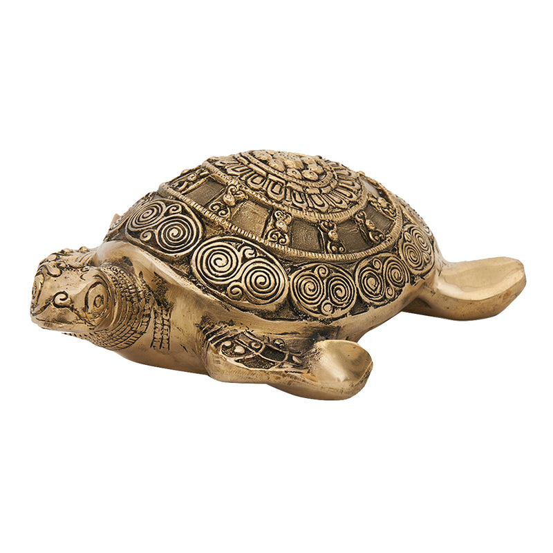 Brass Tortoise Showpiece | Showpiece | Antique Gold | 20 cm