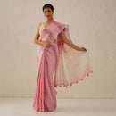 Handloom Linen Saree | Striped | Pink