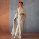 Silver Linen Saree | Tasselled