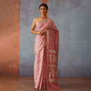 Pink Banarasi Silk Saree | Gold Motifs