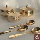 Bronze Serving Bowl Set | with Ladles | Gold | 6 Pcs